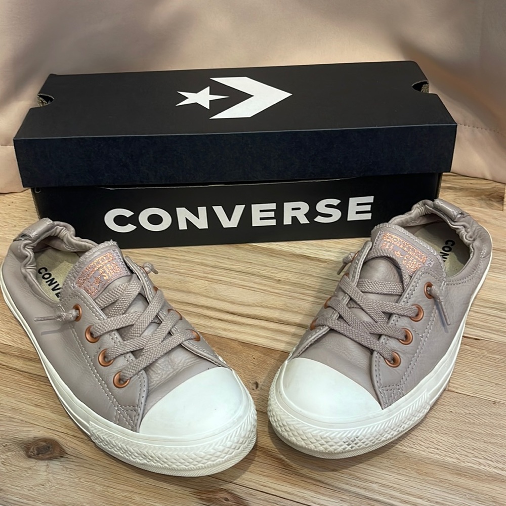 Converse size 9, slip on dusk pink & rose gold